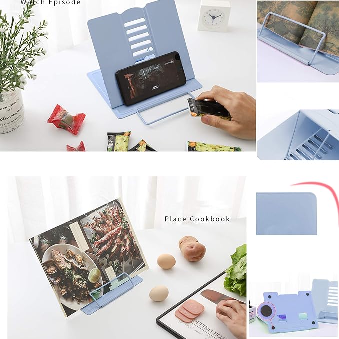 MSDADA Desk Book Stand Metal Reading Rest Book Holder Adjustable Cookbook - Image 7