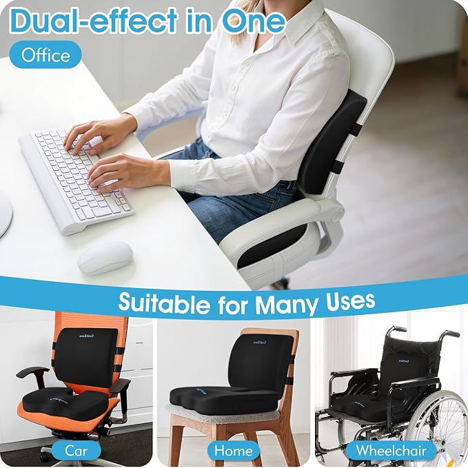CushZone Ergonomic Seat Cushion & Lumbar Support Pillow - Image 5