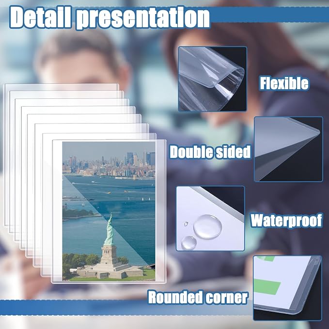 8 1/2" x 11" Rigid Print Protectors Clear Sheet Protectors Hard Plastic Paper - Image 3