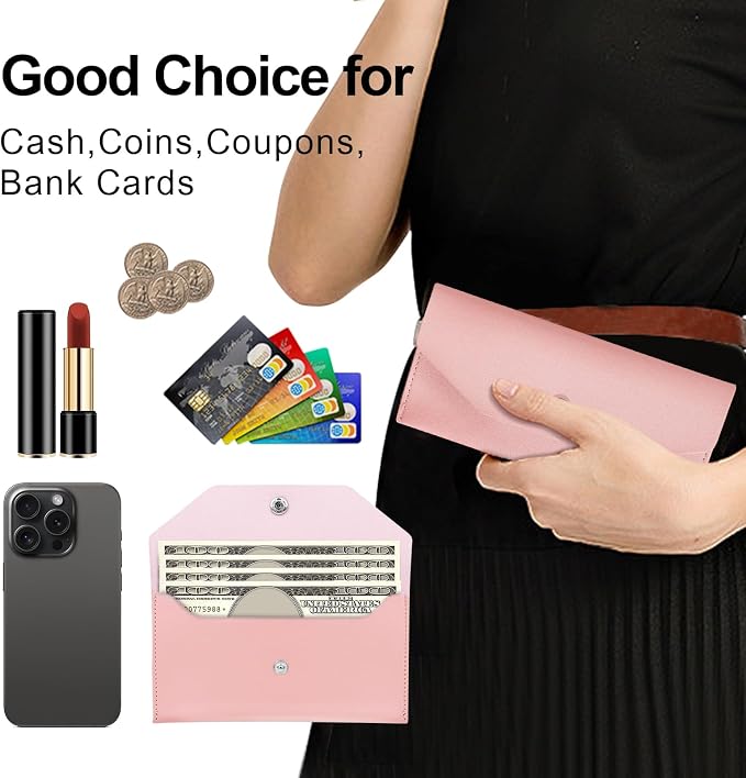 Pu Leather Cash Envelope Wallet - Image 4