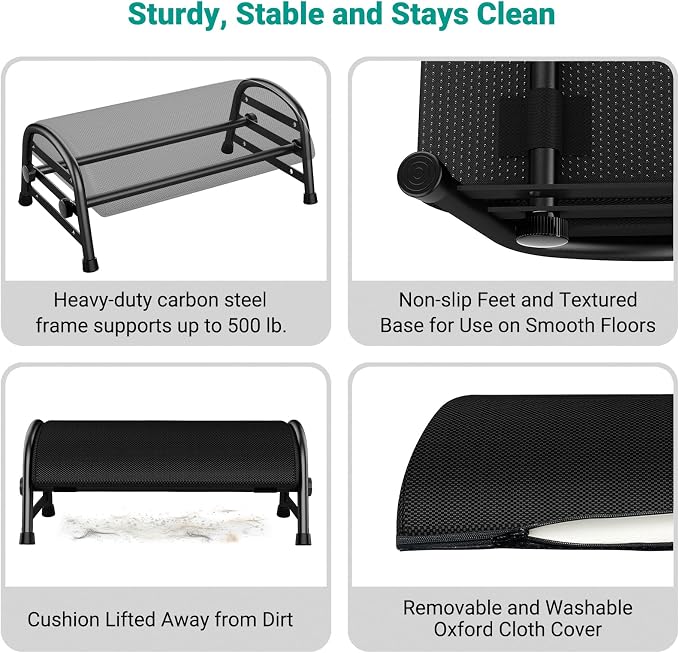 YEASHEIN Adjustable Foot Rest for Under Desk at Work, Ergonomic Under Desk - Image 5