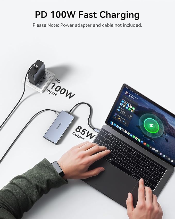 USB C Docking Station Dual Monitor 15 in 1 Laptop Docking Station Triple Display for Dell HP Lenovo Thinkpad Surface, USB C Hub Multiple Adapter Dongle with 4K HDMI+VGA+USB Port+Button+PD+Ethernet-DeskLoop Office