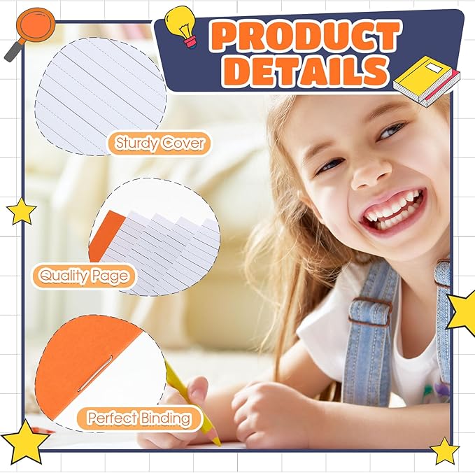 Henoyso 12 Pcs Primary Composition Notebook K-2 9 3/4 x 7 1/2 Inch Primary Journal, Back to School Supplies, Bulk Blank Writing Book for Kid to Write Draw Journal 60 Page Notebooks (Dark Color)-DeskLoop Office