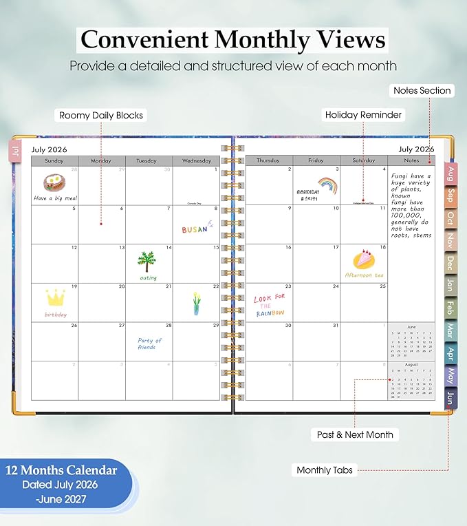 Academic Planner 2026-2027, Hardcover Leather Weekly and Monthly Calendar - Image 2