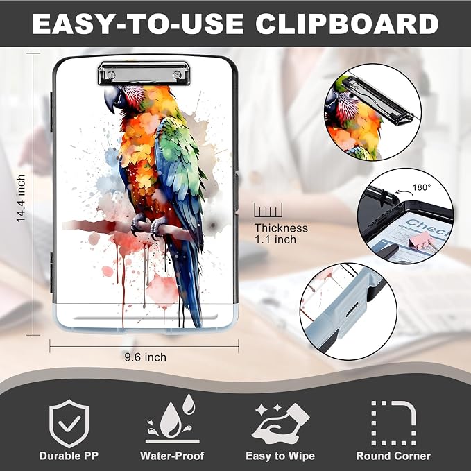 Clipboard with Storage, Heavy Duty Plastic Storage Clipboard with Low Profile - Image 2