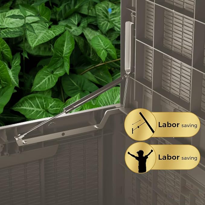 100 Gallon Lockable Resin Deck Box, Waterproof & UV-Resistant Outdoor Storage Box for Outdoor Cushion Storage, Garden Tools & Pool Accessories Storage, Gray-DeskLoop Office