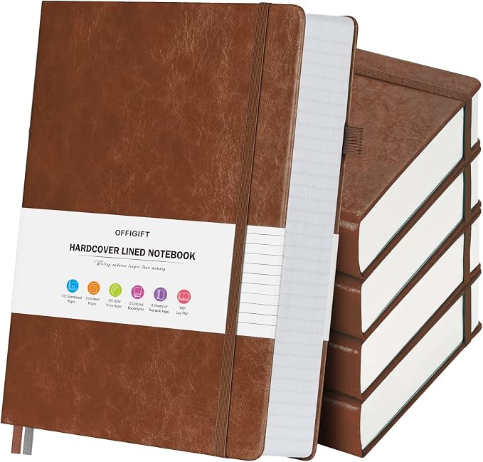 5 Pack College Ruled Notebook, 312 Numbered Pages Thick Notebooks Bulk by OFFIGIFT