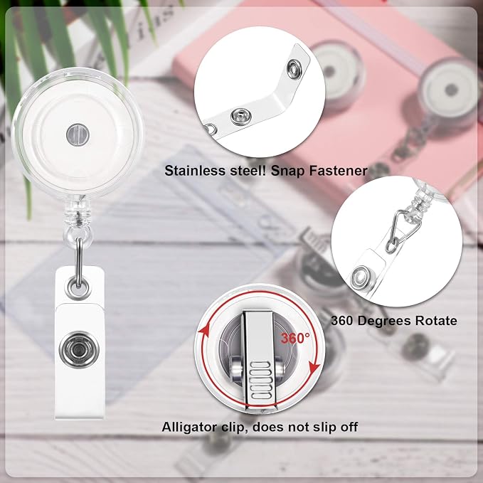 Zonon 50 Pcs Retractable Badge Holder Reels - Image 3
