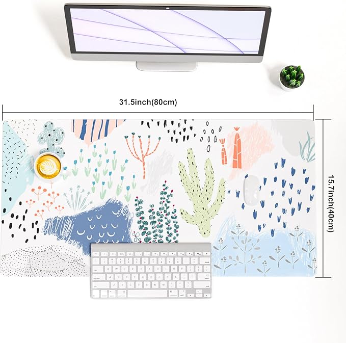 Colorful Star Large Mouse Pad, Waterproof PU Leather Abstract Desk Mat - Image 7