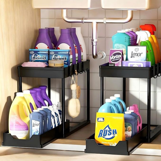 APWNRJA Under Sink Organizers 2 Pack, Pull-Out Sliding Cabinet Organizer by Unknown