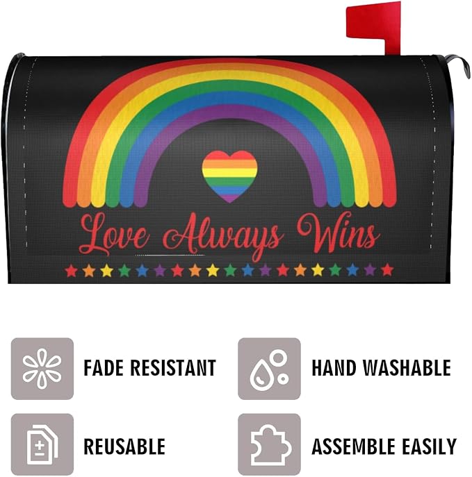 LGBT Pride Mailbox Covers, Love Always Wins Outdoor Magnetic Mailbox Cover - Image 3