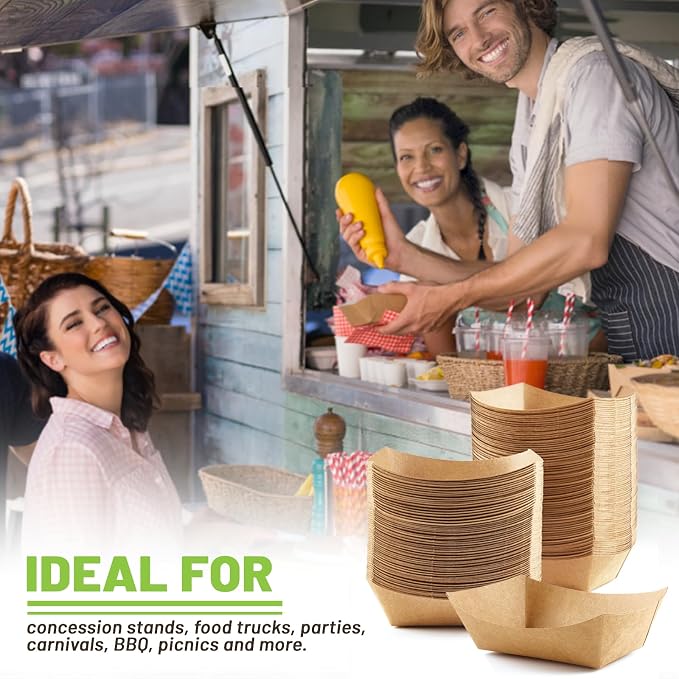 ZORRITA Paper Food Trays, 3 Lb, 100 Pack, Disposable | Kraft Paper Taco Holder - Image 7
