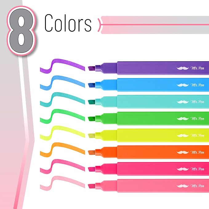 Mr. Pen- Aesthetic Highlighters No Bleed, 8 Pack, Cute Highlighters Assorted - Image 2