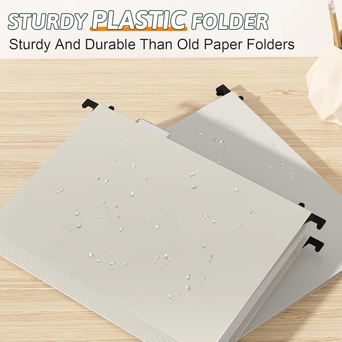 Plastic Hanging File Folder Letter Size, 12 Pack Reinforced Heavy Duty Hanging - Image 2