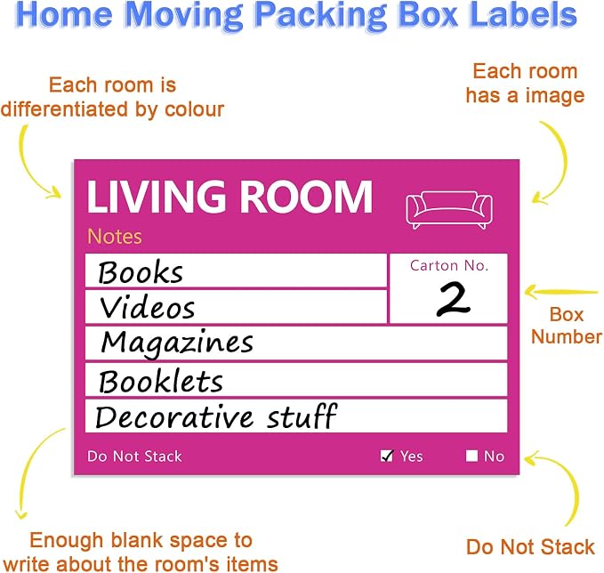 6 x 4 in Large Moving Labels for Boxes, Home Moving Packing Color Coded - Image 6