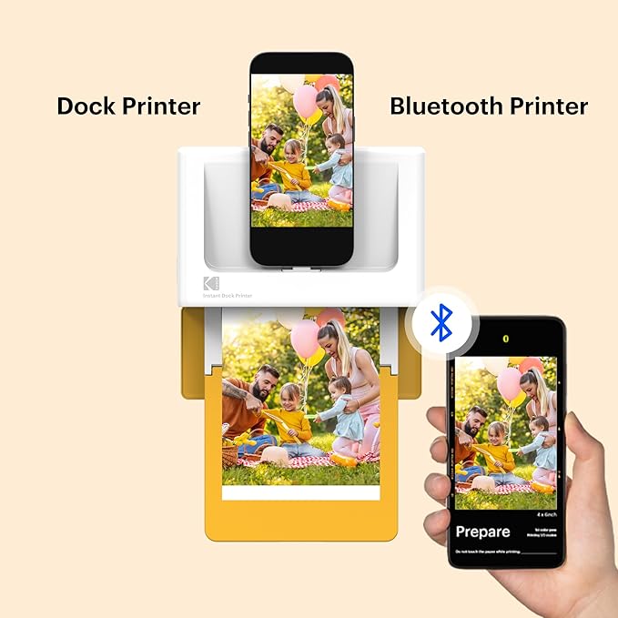 KODAK Dock Plus 4PASS Instant Photo Printer, 4x6 inches, 90 Sheets Bundle-DeskLoop Office