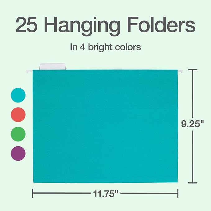 Oxford Hanging File Folders, 25 Pack, Letter Size, 4 Tropical Colors, 5 Tab - Image 2