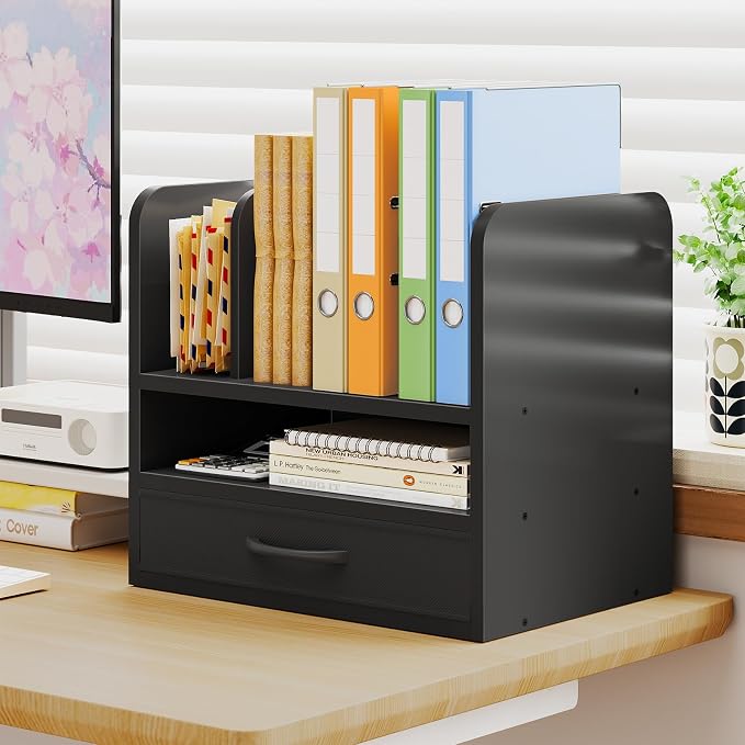 Desk File Organizer for Home, Wooden Frame Desktop Storage Solution for Office - Image 3