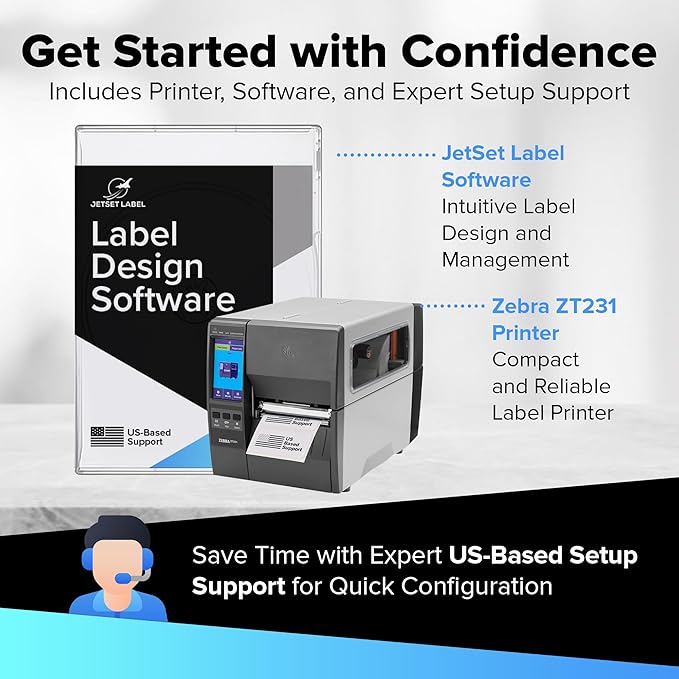 Zebra ZT231 (Zebra ZT230 Replacement) | Thermal Transfer & Direct Thermal 203 DPI | ZT23142-T01000FZ | USB, Serial, Ethernet, Bluetooth Connectivity, Tear Bar-DeskLoop Office