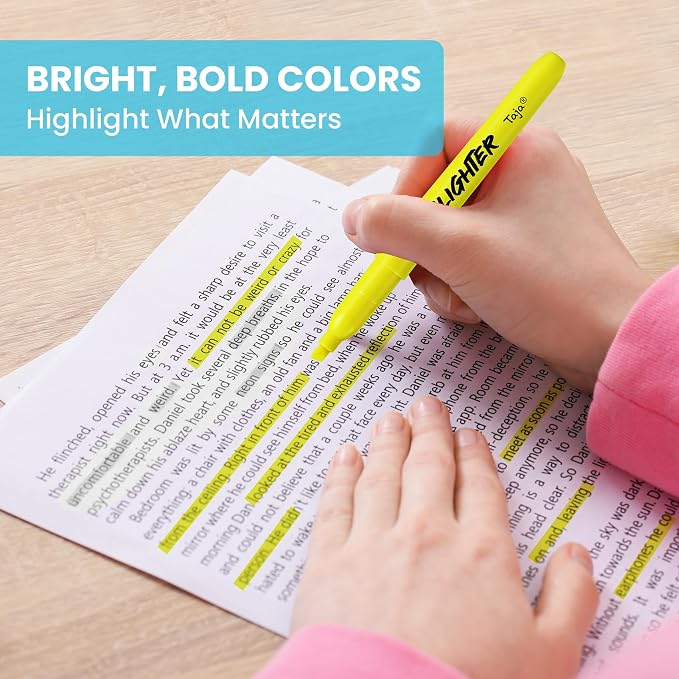 Taja 30 Pack Highlighters Yellow, Chisel Tip Markers - Image 6