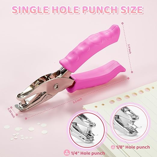 2 Pcs Single Hole Punch, 1/4" and 1/8" Hole Puncher Single - Image 2