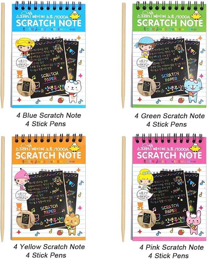 POKONBOY 16 Pack Scratch Arts and Crafts Notebooks, Scratch Note Pads - Image 4