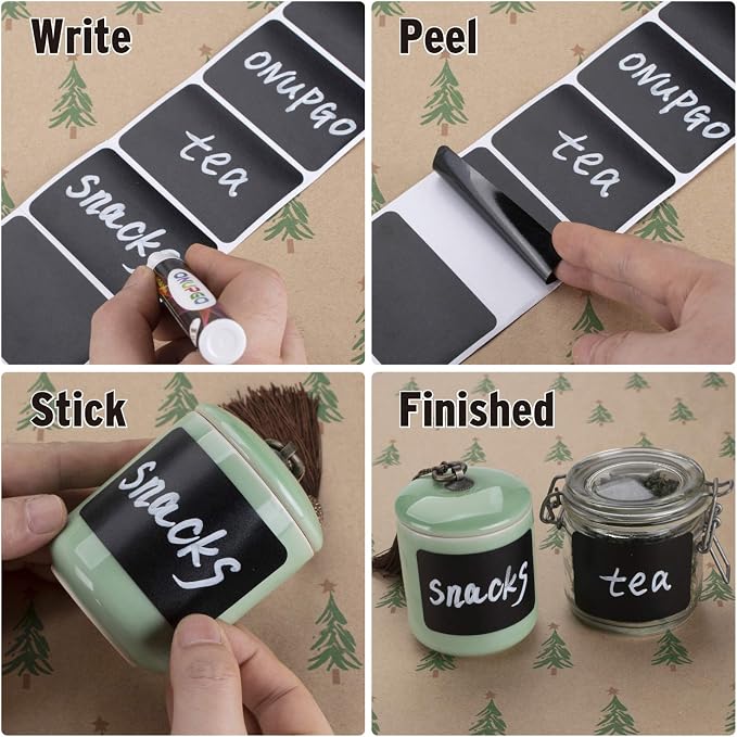 ONUPGO Chalkboard Labels-180pcs Waterproof Reusable Blackboard Stickers - Image 7