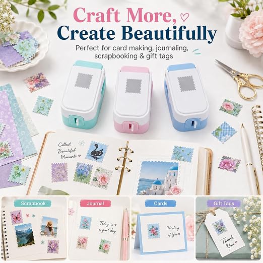 CYFUN DESIGN 3 Pcs Stamp Punch, 1x0.8 inch Postage Stamps Punch, Stamp Cutter - Image 4