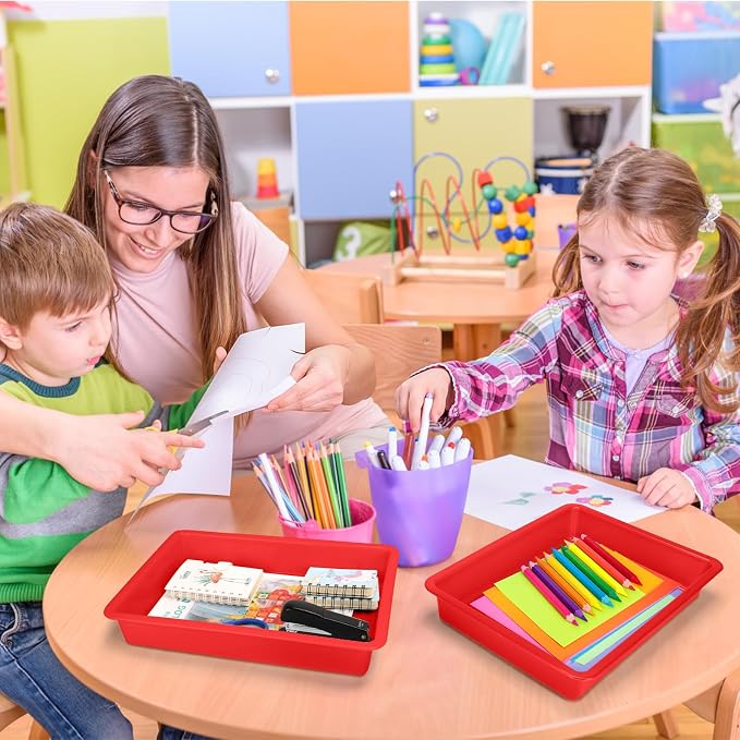 ShineMe 6 Pack Paper Trays for Classroom, Stackable Letter Size Storage Tray - Image 7