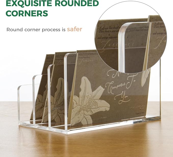 3 Compartments Clear Acrylic Mail Holder – Vertical Letter Sorter & - Image 5