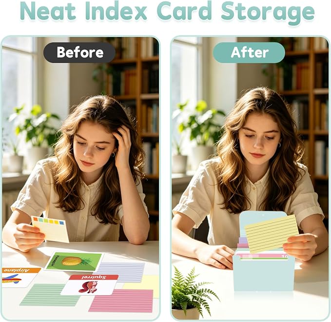 DHATMYC 4x6 Index Card Organizer Holder File Box 3x5 Inch Note Flash Card - Image 5