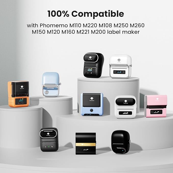 690 pcs Phomemo Thermal Sticker Label, Multi-Purpose Self-Adhesive Tag for M110, M220, M108, M250, M260, M120, M200, M221, M150 Label Maker Machine, 1.96'' x1.18'' (50x30mm), Black on White-DeskLoop Office
