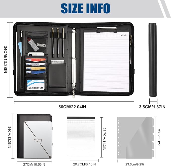 Portfolio Binder 3 Ring Includes Pen and 5 Dividers - Image 2
