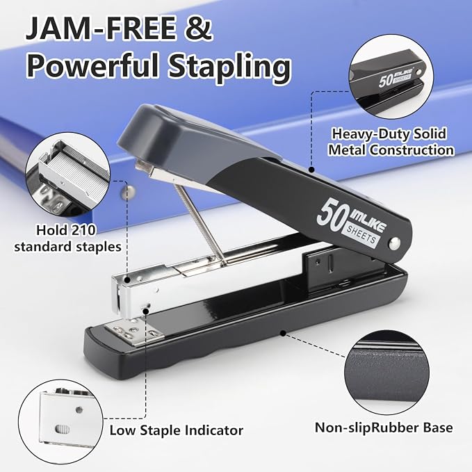 Heavy Duty Stapler, IMLIKE 50 Sheet Full Strip Stapler, Anti-Jam Non-Slip - Image 3