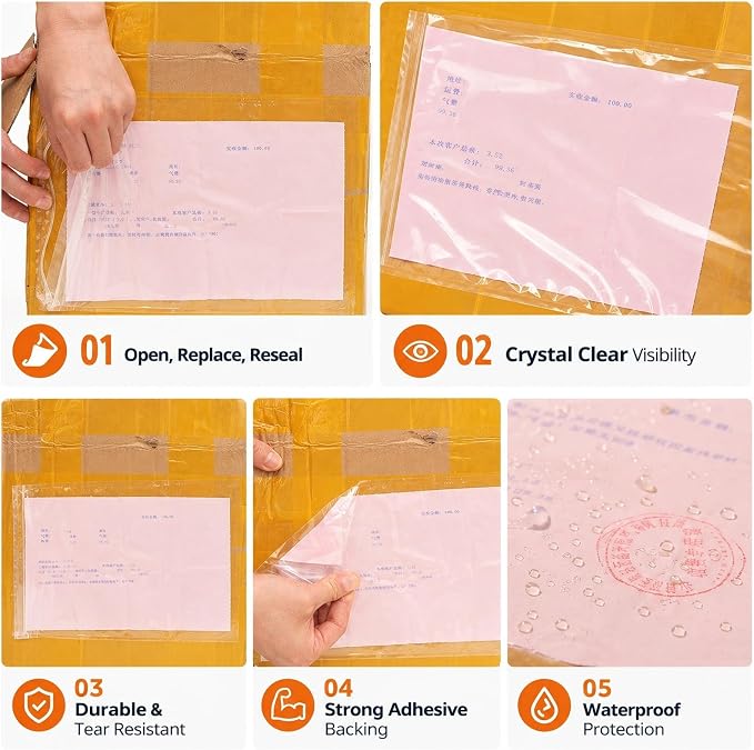 Packing List Envelopes 50 Pack 6.7" x 9.9", Side-Opening Packing Slip Pouches - Image 5
