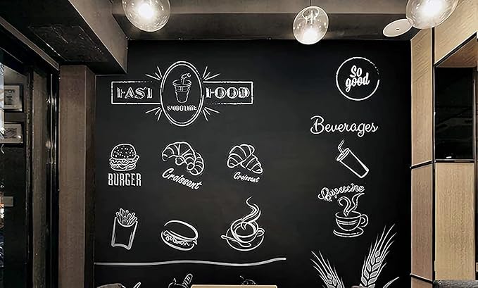 Large Chalkboard Wallpaper Stick and Peel(1.48ft.x9.8ft.) Chalk Board Wall Paper Chalk Paint Removable Renovate Blackboard Sticker with 5 Chalks for Home&Office Wall Board Sign(17.7 * 118Inches)