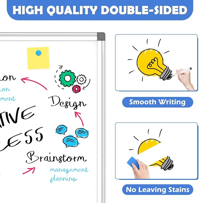 WALGLASS Extra Large White Board 72x40 Double-Sided Dry Erase Magnetic Wall | - Image 5