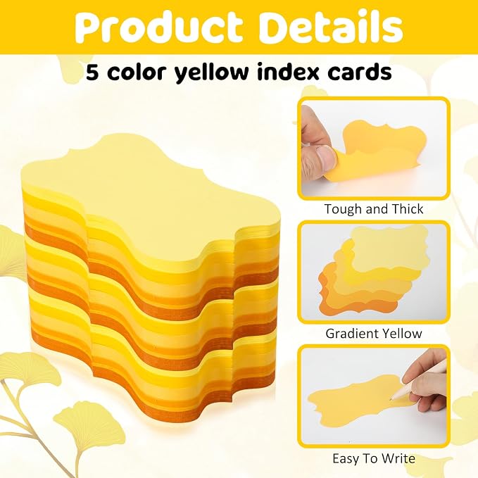 150 Pcs Yellow Blank Index Cards 3x5 Inch Study Notecards Blank Flash Cards - Image 3