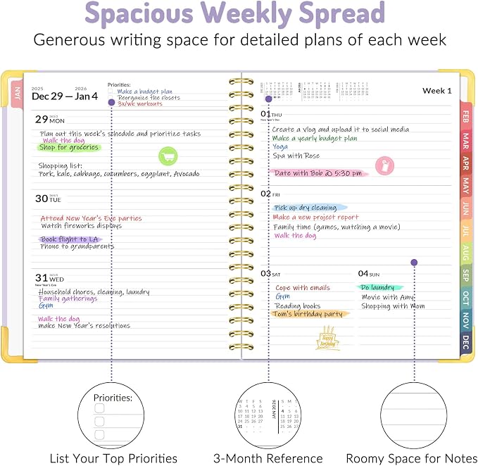 2026 Planner, Forvencer Calendar Planner Weekly and Monthly, Jan 2026-Dec 2026 - Image 4
