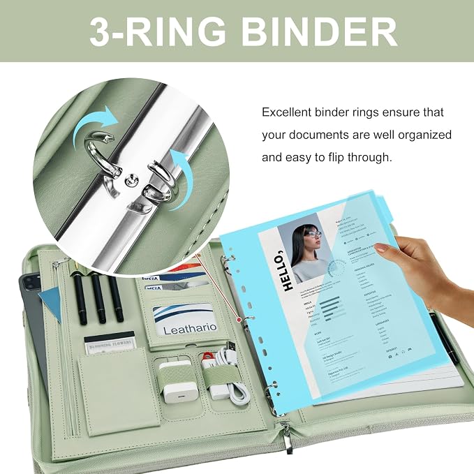 Leathario Portfolio Binder, Includes 5 Folder Index Dividers, 13 Inch Tablets - Image 7