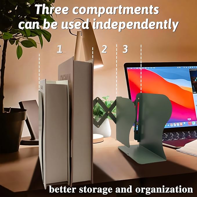 Adjustable Bookends Non Skid Decorative Bookends, Metal Bookend - Image 4