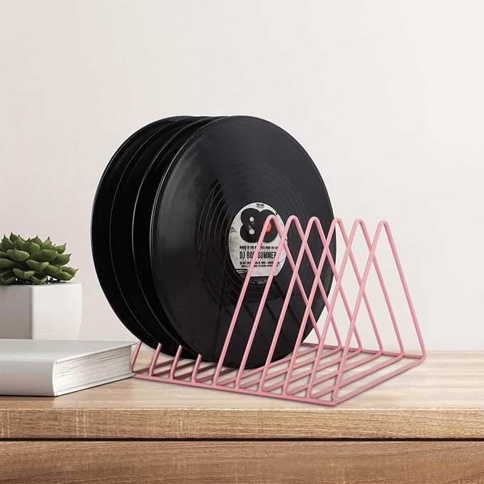 EASEPRES Vinyl Record Holder Storage, 9 Slot Metal Magazine Book Album Display - Image 5