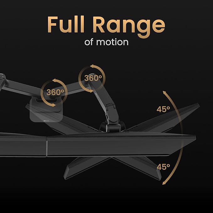 BenQ BDH01 Dual Monitor Arm -Gas Spring Monitor Stand for 2 Screens Up to 35'' & 44lbs, Heavy Duty, Quick Installation, No Sagging, Top Clamp and Grommet Base, Reinforcement Plate, VESA 75x75 &100x100-DeskLoop Office