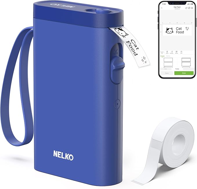 Nelko Label Maker Machine with Tape, P21 Bluetooth Label Printer, Wireless Mini by NELKO