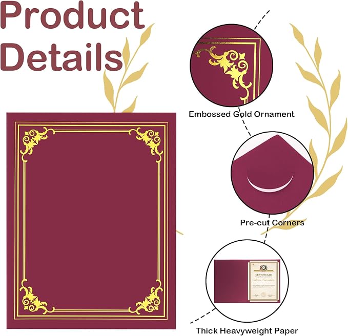 30 Packs Certificate Holders, Burgundy Certificate Covers, Diploma Holders - Image 3