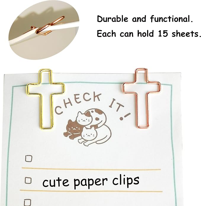 50 PCS Gold Cross Paper Clips Bible Bookmark Clips, Bible Study Supplies - Image 8