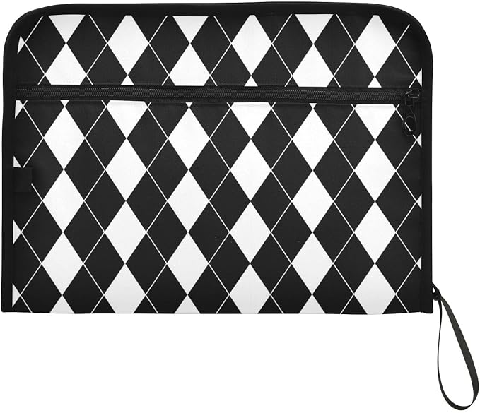 Black White Harlequin Pattern Accordion File Organizer Expanding Document Folder - Image 7