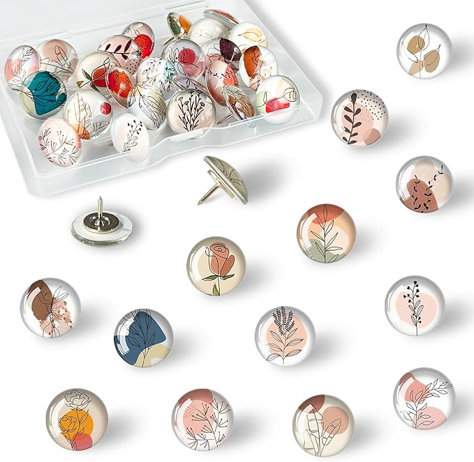 24 Glass Decorative Push Pins, Cute Bulletin Board Pins, Cute Thumbtacks - Image 8