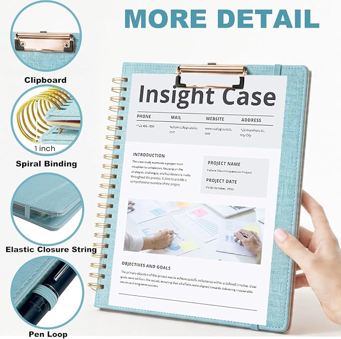 Blue Foldable Spiral Clipboard Folio - Image 5