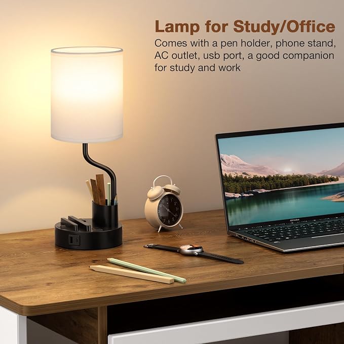 White Bedside Table Lamps for Bedroom Set of 2 - Image 7